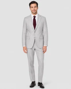 Alberto Nardoni Light Grey Linen Slim Fit Notch Lapel Two Button Suit
