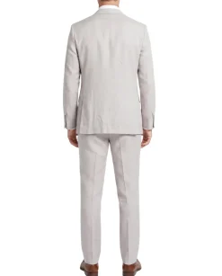 Alberto Nardoni Light Grey Linen Slim Fit Notch Lapel Two Button Suit