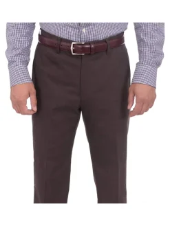 Aldo Valentini Slim Fit Solid Brown Stretch Cotton Casual Pants Made In Italy