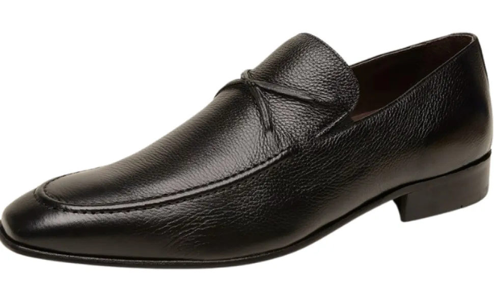 Alfredo Mens Black Slip-on Loafer Leather Dress Shoes