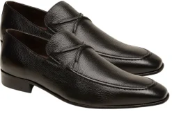 Alfredo Mens Black Slip-on Loafer Leather Dress Shoes