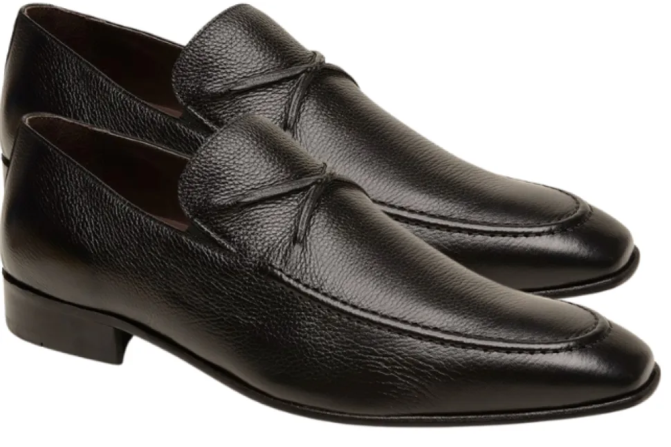 Alfredo Mens Black Slip-on Loafer Leather Dress Shoes