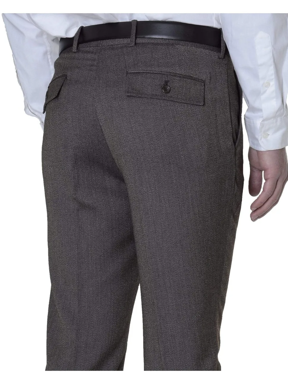 American Rag Mens Slim Fit Brown Herringbone Machine Washable Dress Pants