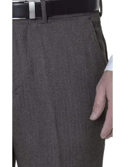 American Rag Mens Slim Fit Brown Herringbone Machine Washable Dress Pants