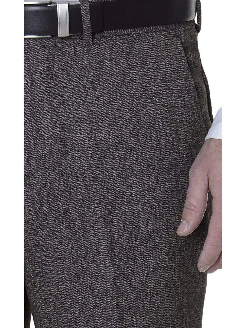 American Rag Mens Slim Fit Brown Herringbone Machine Washable Dress Pants