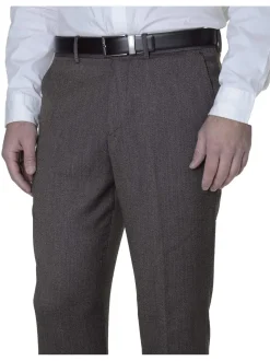 American Rag Mens Slim Fit Brown Herringbone Machine Washable Dress Pants