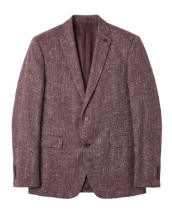 Amonce By Romaster Burgundy Wool Blend Slim Fit Notch Lapel 3 Button Suit