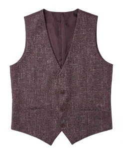 Amonce By Romaster Burgundy Wool Blend Slim Fit Notch Lapel 3 Button Suit