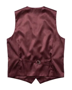 Amonce By Romaster Burgundy Wool Blend Slim Fit Notch Lapel 3 Button Suit