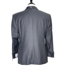 Angelo Rossi Mens Solid Black Satin Shawl Lapel Classic Fit 2-Button Tuxedo - 38R