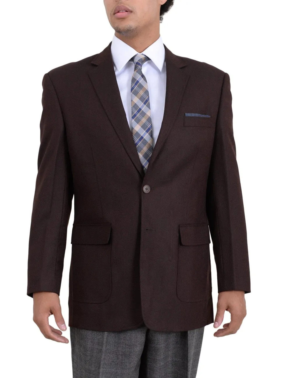 Apollo King Brown Textured Wool Blazer Sportcoat With Removable Mock Liner