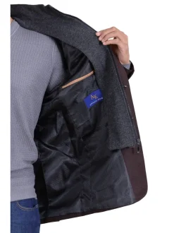 Apollo King Brown Textured Wool Blazer Sportcoat With Removable Mock Liner