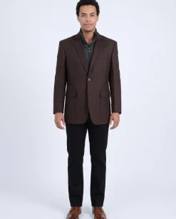 Apollo King Brown Textured Wool Blazer Sportcoat With Removable Mock Liner