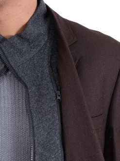 Apollo King Brown Textured Wool Blazer Sportcoat With Removable Mock Liner