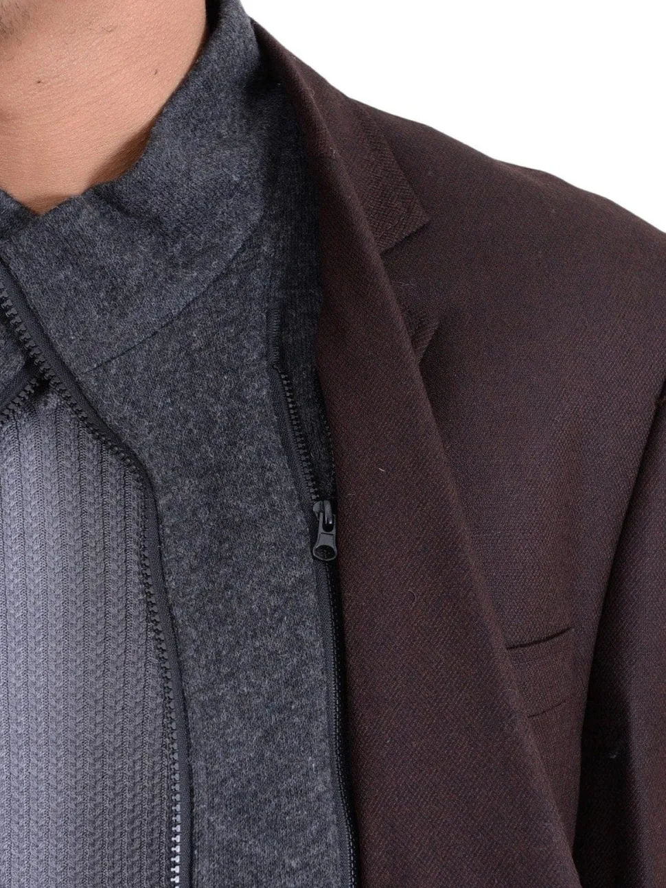 Apollo King Brown Textured Wool Blazer Sportcoat With Removable Mock Liner