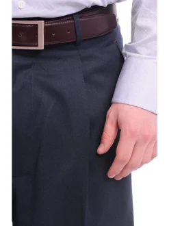 Apollo King Classic Fit Wide Leg Solid Blue-green Pleated Wool Dress Pants