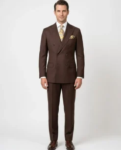 Apollo King Mens Brown Classic Fit 100% Wool Double Breasted 3 Piece Suit