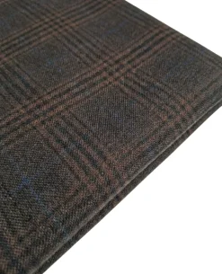 Apollo King Mens Brown Windowpane Classic Fit Peak Lapel Wool 3 Piece Suit