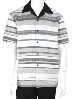 Apollo King Royal Diamond Black and White Striped Classic Fit Walking Suit