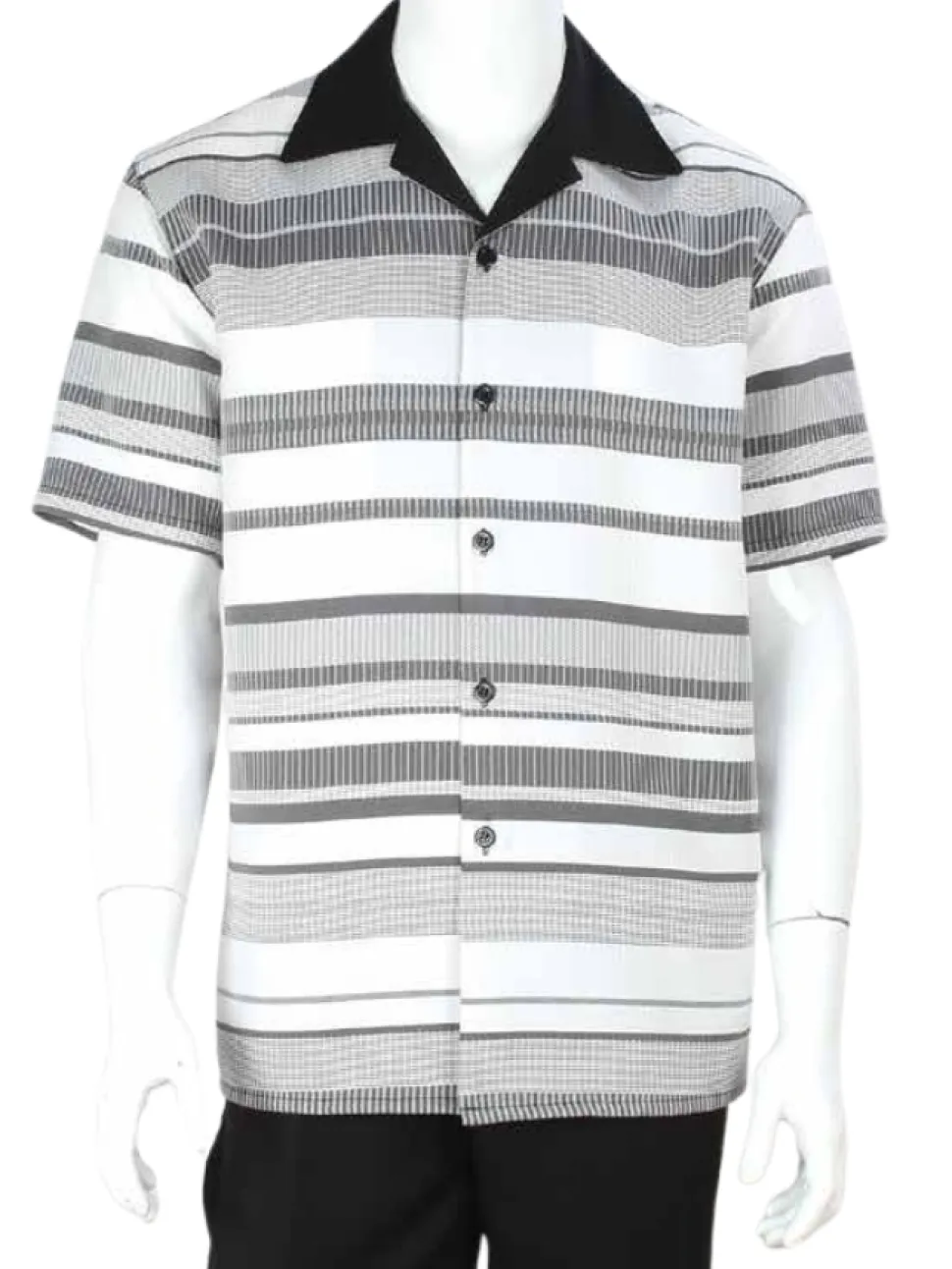 Apollo King Royal Diamond Black and White Striped Classic Fit Walking Suit