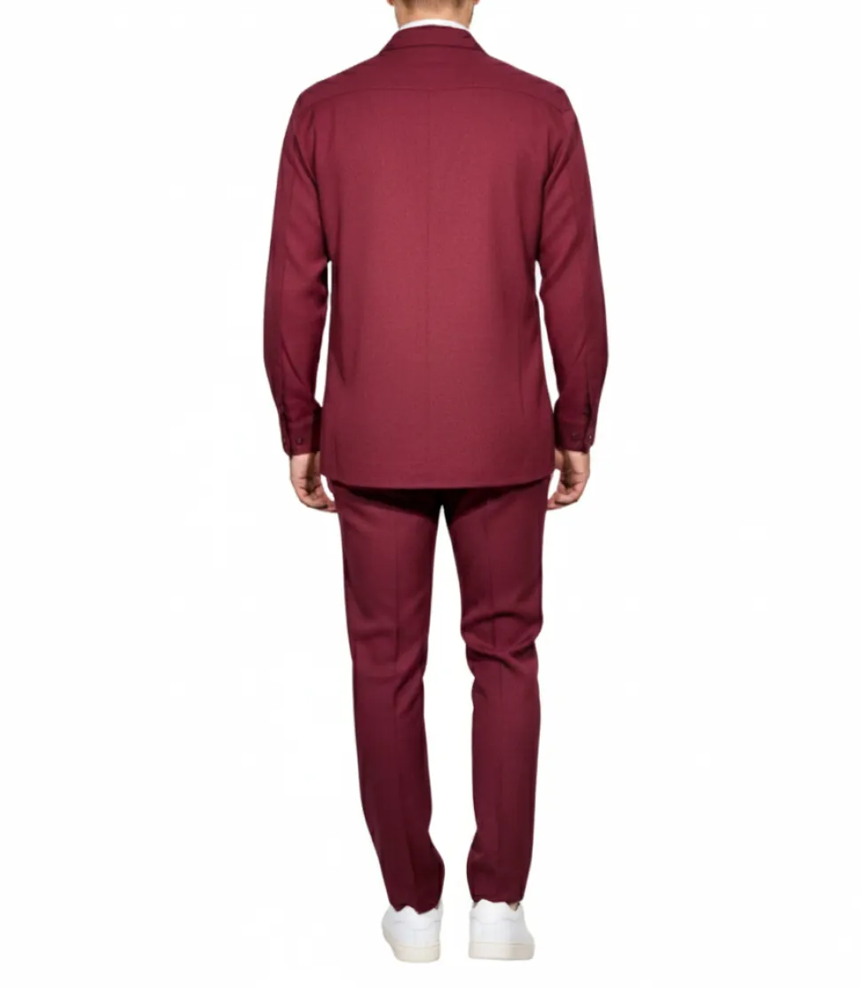 Apollo King Royal Diamond Burgundy Textured Classic Fit 2 Piece Walking Suit