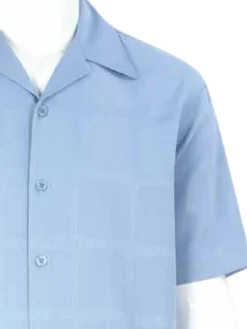 Apollo King Royal Diamond Light Blue Classic Fit Short Sleeve Walking Suit