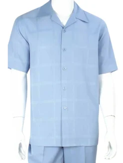Apollo King Royal Diamond Light Blue Classic Fit Short Sleeve Walking Suit