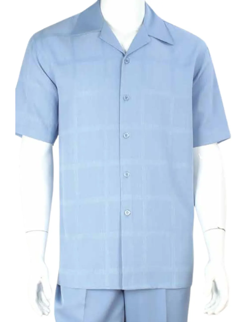 Apollo King Royal Diamond Light Blue Classic Fit Short Sleeve Walking Suit