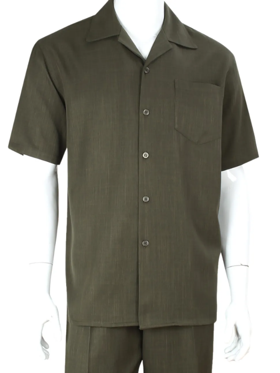 Apollo King Royal Diamond Olive Classic Fit Short Sleeve 2 Piece Walking Suit