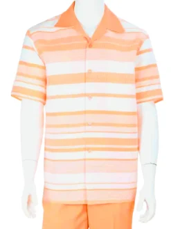 Apollo King Royal Diamond Orange Classic Fit Short Sleeve 2 Piece Walking Suit