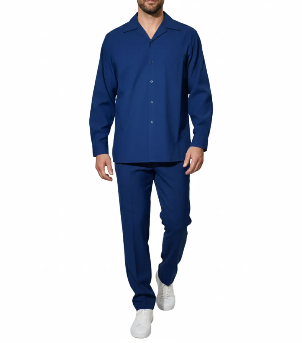 Apollo King Royal Diamond Solid Navy Regular Fit 2 Piece Walking Suit