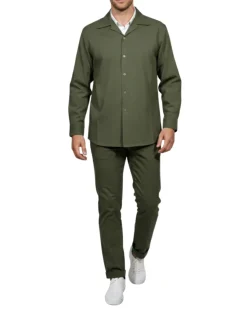 Apollo King Royal Diamond Solid Olive Regular Fit 2 Piece Walking Suit