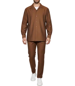 Apollo King Royal Diamond Solid Brown Regular Fit 2 Piece Walking Suit