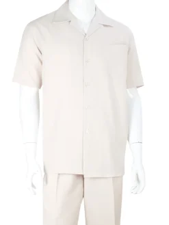 Apollo King Royal Diamond Tan Classic Fit Short Sleeve 2 Piece Walking Suit