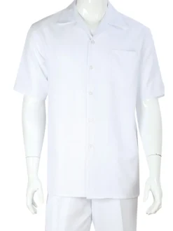 Apollo King Royal Diamond White Classic Fit Short Sleeve 2 Piece Walking Suit