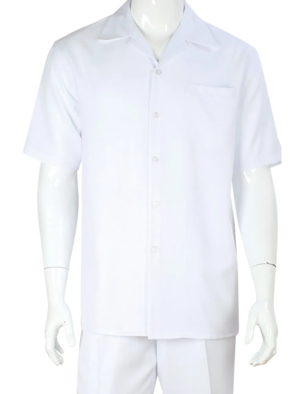 Apollo King Royal Diamond White Classic Fit Short Sleeve 2 Piece Walking Suit