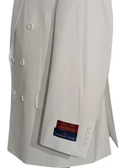 Apollo King Solid White Double Breasted Suit 46R