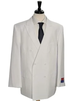 Apollo King Solid White Double Breasted Suit 46R