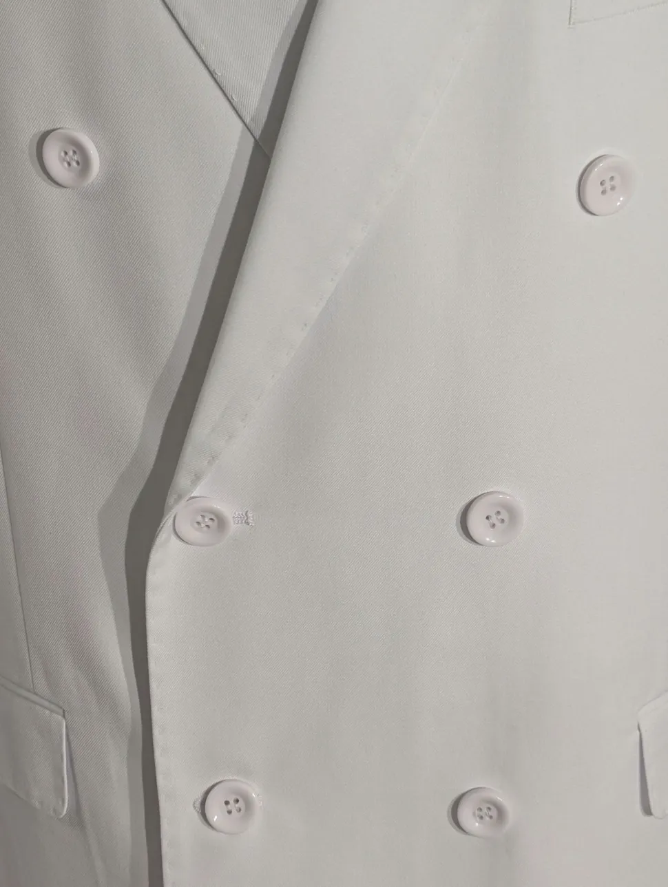 Apollo King Solid White Double Breasted Suit 46R