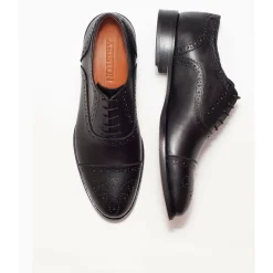 Ariston Mens Black Lace-up Oxford Leather Dress Shoes