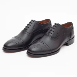 Ariston Mens Black Lace-up Oxford Leather Dress Shoes