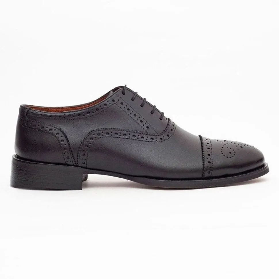Ariston Mens Black Lace-up Oxford Leather Dress Shoes