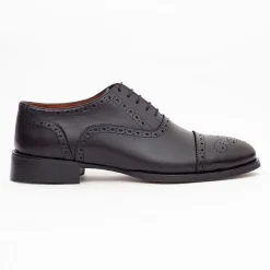 Ariston Mens Black Oxford Lace-up Leather Dress Shoes