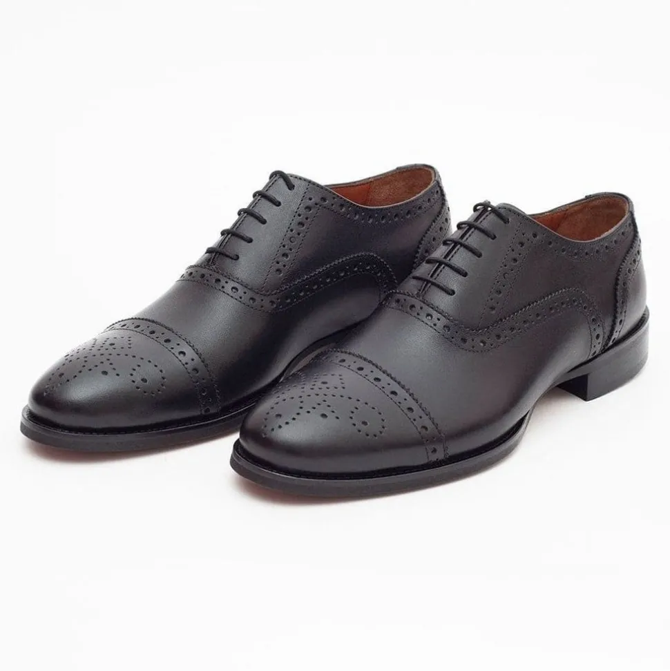 Ariston Mens Black Oxford Lace-up Leather Dress Shoes