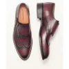 Ariston Mens Burgundy Single Monk Strap Leather Dress Shoes