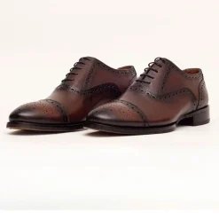 Ariston Mens Chestnut Brown Lace-up Oxford Leather Dress Shoes