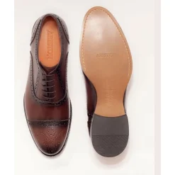 Ariston Mens Chestnut Brown Lace-up Oxford Leather Dress Shoes