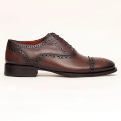 Ariston Mens Chestnut Brown Oxford Lace-up Leather Dress Shoes