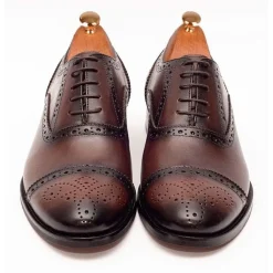 Ariston Mens Chestnut Brown Oxford Lace-up Leather Dress Shoes