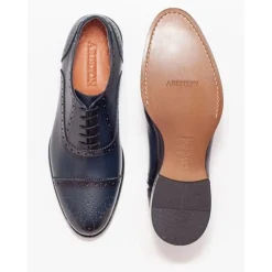 Ariston Mens Navy Oxford Lace-up Leather Dress Shoes